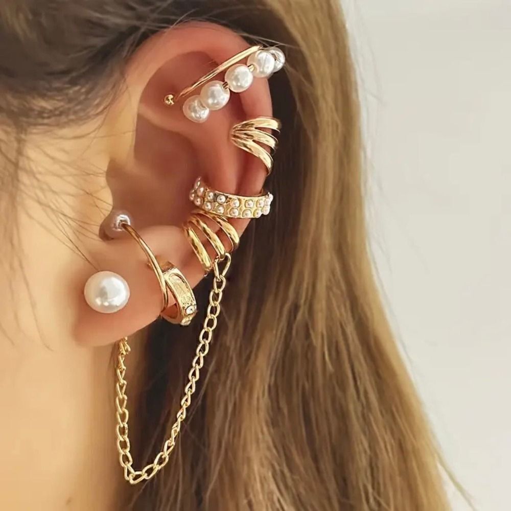 Earring Set without perforation, clip earrings on pearl earrings